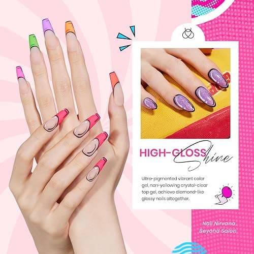 Beetles Gel Polish 20 Colors Gel Nail Kit with 3Pcs Gel Base and Top Coat Glossy Matte Gel 18Pcs Gel Art Polish & 2Pcs White Black Liner Gel for Swirl Comic Book Pop Art Nails Glitter for Girls Women thumbnail 4