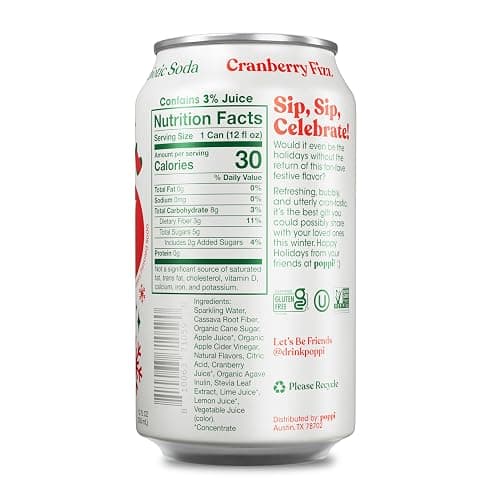 Poppi Sparkling Prebiotic Soda Beverage with Apple Cider Vinegar, Seltzer Water and Fruit Juice, Cranberry Fizz Flavor, 12 Fl Oz, Pack of 12, Packaging May Vary thumbnail 2