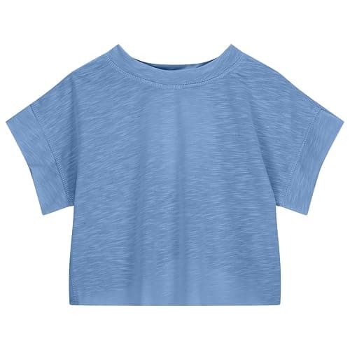 nhApmj Back to School Clothes for Teen Girls Cute Preppy Short Sleeve Open Back Gym Shirts Backless Yoga Workout Crop Tees thumbnail 6