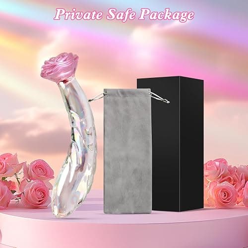 Anal Dildo Glass Rose Sex Toy - Butt Plug Rainbow Monster Dildo for Beginner, 7.2 inch Small Glass Dildo as a Clitoral G Spot & Anal Plug Sex Toys for Men Women & Couples Sexual Pleasure thumbnail 8