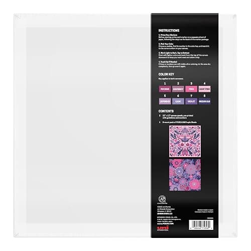 POSCA® Paint-By-Number Canvas Kit with 8 PC-5M Paint Markers (Lilac Dream) | Two 12 x 12 pre-printed canvases, color key & step-by-step instructions, odorless quick-drying paint, beginner-friendly thumbnail 3