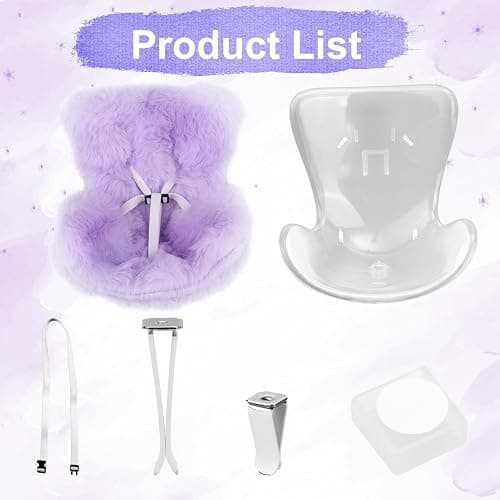 Doll Car Seat, Plush Safety Seat Vent Clip with Vent Clips for 17cm Dolls Carseat Baby Stroller Stylish Toy Ornaments for Vehicle Home Furniture Decorations Desktop Display (Purple) thumbnail 3