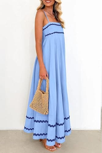 PRETTYGARDEN Women's 2026 Summer Flowy Maxi Dress Casual Sleeveless Spaghetti Strap Ruffle Beach Long Dresses thumbnail 3