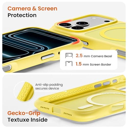 ORNARTO Magnetic for iPhone 17 Pro Max Case, 20FT Military-Grade Drop Protection, Compatible with MagSafe, Slim Shockproof Translucent Matte Phone Case for iPhone 17 Pro Max 6.9", Light Yellow thumbnail 6