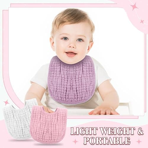 Frienda 8 Pcs Muslin Baby Bibs Cotton Bandana Drool Bibs Bulk for Newborn Infant 6 Absorbent Layers Feeding Accessory thumbnail 4