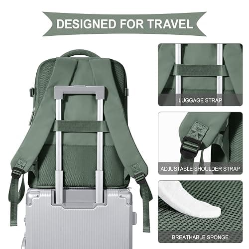coowoz Travel Backpack For Women Men,Carry On Backpack,Hiking Backpack Waterproof Outdoor Sports Rucksack Casual Daypack Travel Essentials(Olive Green) thumbnail 6