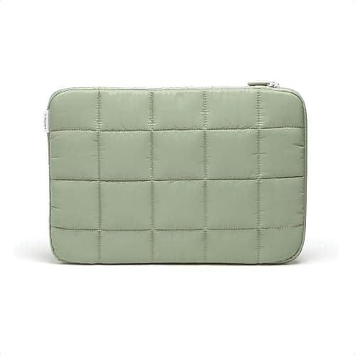 U Brands Nylon Puffy Zipping Large Laptop Sleeve, 10.5" x 15", MacBook Bag, Laptop Case for MacBook Pro, MacBook Air, Chromebook, HP Computer, Matcha Green - Image 1