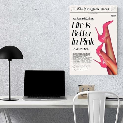 Trendy Pink Posters News Newspaper Wall Art Canvas Prints 70s Life Is Better in Pink Hot Girly Preppy Aesthetic Poster for Cool Girl Bedroom Apartment Room Home Dorm Wall Decor 8x12inch Unframed thumbnail 6