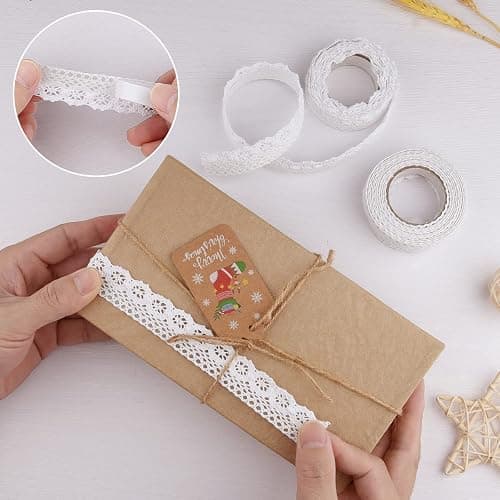ASTARON Cinta Vintage Decorativa Autoadhesiva de Borde de Encaje para Manualidades y Decoración de Bodas - Caja de Regalo para Álbumes (Estilo A - Blanco) thumbnail 3