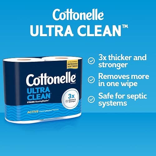 Cottonelle Ultra Clean Toilet Paper with Active CleaningRipples Texture, Strong Bath Tissue, 24 Family Mega Rolls = 132 Regular Rolls (4 Packs of 6) thumbnail 5