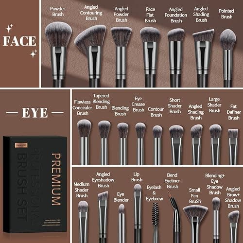Make up Brush Set 25Pcs Professional Makeup Brushes Foundation Blush Angle Eyeliner Blending Concealers Eyeshadow Brush Premium Synthetic Makeup Brush Set with Gift Box thumbnail 2