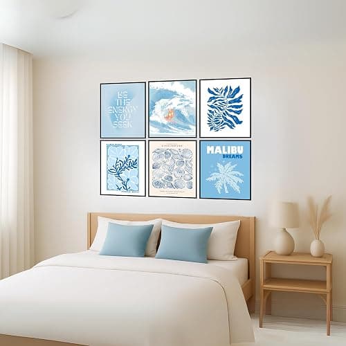 Blue Beach Coastal Wall Decor - 8x10 Inches Set of 6 UNFRAMED Cowgirl Granddaughter Posters & Prints - Ocean Nautical Surfboard Neutral Wall Art - Aesthetic Summer Minimalist Abstract Beachy Wall Art (8x10" Beach Poster) thumbnail 4