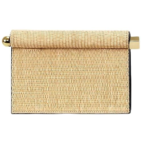 louceko Evening Bag Clutch Purse for Women Formal Wedding Party | Vegan PU leather, designer rolled magnetic closure & metal rod decoration, removable chain for shoulder or crossbody wear - Image 1