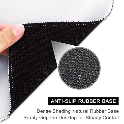 Hsurbtra Mouse Pad, Premium-Textured Square Mousepad 10.2 x 8.3 Inch, Stitched Edge Anti-Slip Waterproof Rubber Mouse Mat, Pretty Cute Mouse Pad for Office Gaming Laptop Women Kids Ivory White thumbnail 4