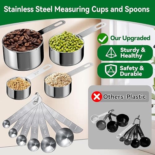 WEPSEN Mixing Bowls Set, 27PCS Stainless Steel Mixing Bowl with Lid Set, Large Nesting Bowls 7, 4.5, 3, 2.5, 2, 1.5QT, Measuring Cups and Spoons Baking Utensils Metal Bowl for Kitchen Prep - E-Black Bowls Set thumbnail 2