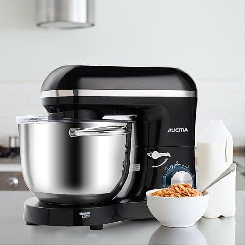 Aucma Stand Mixer,6.5-QT 660W 6-Speed Tilt-Head Food Mixer, Kitchen Electric Mixer with Dough Hook, Wire Whip & Beater (6.5QT, Black) thumbnail 2
