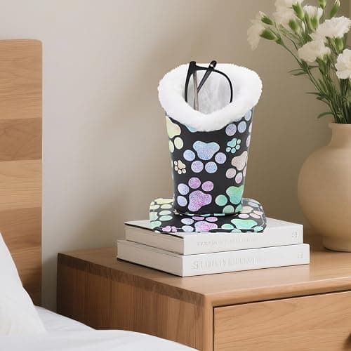 FlyingMage Plush Lined Eyeglasses Holder, Cute Magnetic PU Leather Glasses Stand Case for Women Men Kids thumbnail 5