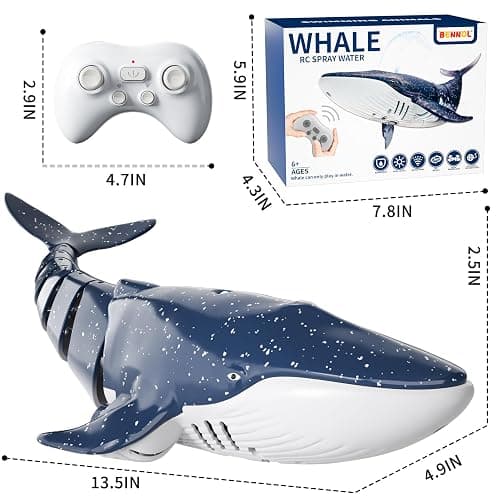 2.4Ghz Remote Control Whale Shark Toys for Boys Kids, 1:18 Scale High Simulation Whale Shark for Pool, Electric RC Shark Fish Toys with Light & Spray Water Function for 4 5 6 7 8 9 Year olds Kid thumbnail 7