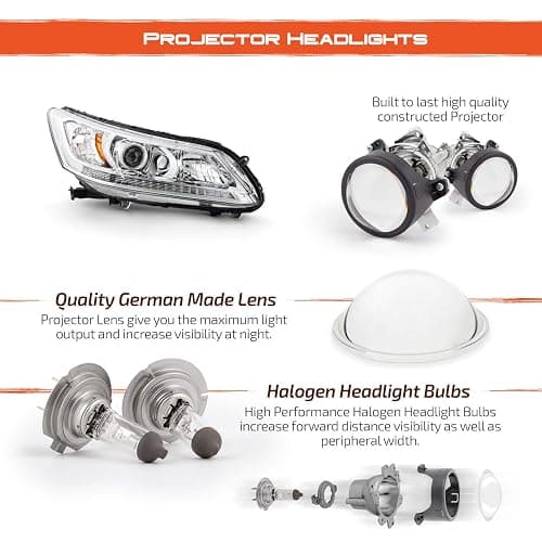 AKKON - Fits 2013 2014 2015 Honda Accord 4Door Sedan [Halogen Type] Chrome Clear Headlights Pair Left Driver+Right Passenger thumbnail 3