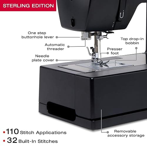 SINGER® Sterling Edition Heavy Duty 4432 Sewing Machine with Accessory Kit | Strong Motor with Enhanced Piercing Power, 110 Stitch Applications, Full Metal frame & 1-step Buttonhole thumbnail 4