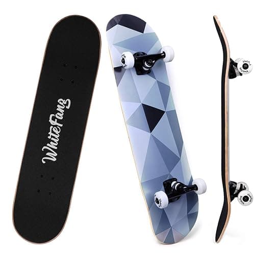 WhiteFang Skateboards for Beginners, Complete Skateboard 31 x 7.88, 7 Layer Canadian Maple Double Kick Concave Standard and Tricks Skateboards for Kids and Beginners - Image 1