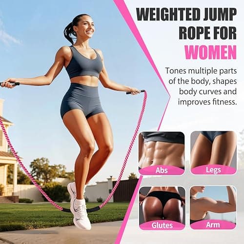 KUZARO Jump Rope, Weighted Jump Rope for Women, Heavy Jump Ropes for Fitness, Home Gym Exercise Equipment, Adult Skipping Rope for Improve Strength, Weight Loss, Boxing Training,Total Body Workout Equipment thumbnail 2