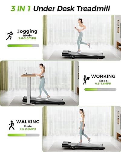 SupeRun Under Desk Walking Pad with Incline, 2.5HP Quiet Treadmill for Home Office & Standing Desks, 300 LBS Capacity Portable Walking Machine with Remote thumbnail 5