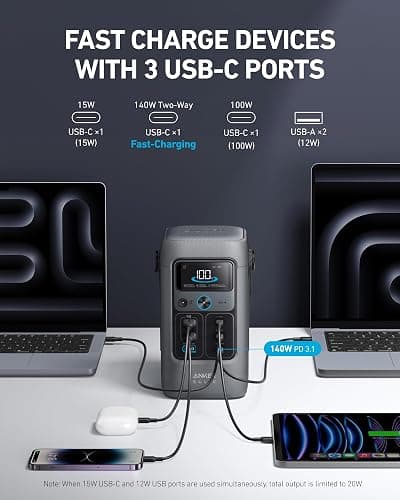 Anker SOLIX C200 DC Power Bank Station and 60W Solar Panel, 192Wh Portable Power Station, LiFePO4 Battery, 200W Solar Generator, For Outdoor, Camping, Traveling, and Emergencies thumbnail 3