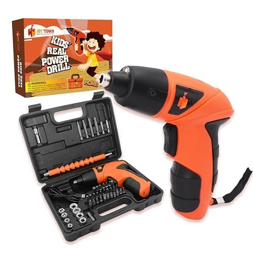 JoyTown Kids Real Power Drill Set – Electric Cordless Drill Tool Kit for Children with Interchangeable Bits, Flexible Shaft, Rechargeable, Carrying Case, Learning Tools for Boys & Girls Home DIY - Image 1