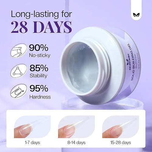 Morovan Solid Builder Nail Gel: 60g Large Capacity Nail Builder Gel for 3D Sculpting Non-Sticky Hard Gels for Nails Extension Carving Soak Off UV LED Salon Home DlY thumbnail 6