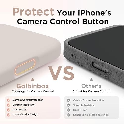 GolbinBox Magnetic for iPhone 17 Case, Compatible with MagSafe, Screen Protector + Camera Lens Protector, Liquid Silicone Shockproof Phone Cover with Anti-Scratch Microfiber Lining, Stone thumbnail 4