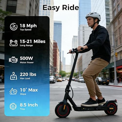 HopCycle Electric Scooter - Electric Scooter Adults, 500W Motor, 21 MPH Top Speed, 8.5'' Tires, 21 Miles, Long Range Electric Scooter for Adults and Teens thumbnail 2