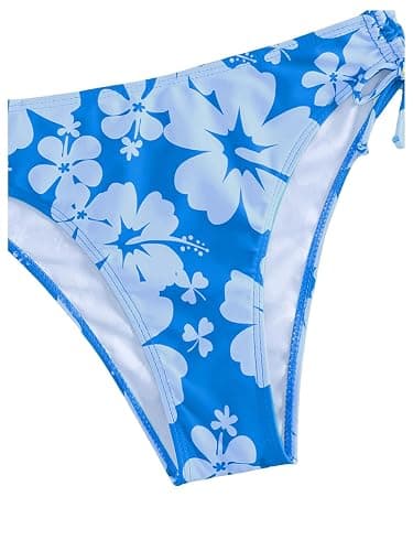 Floerns Women's Tankinis 2 Piece Floral Print Halter Tie Back Crop Top and Bottoms Bikini Set thumbnail 5