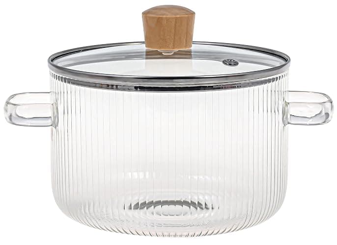 Le'raze Glass Cooking Pot with Lid - 1.6L(54oz) Heat Resistant Borosilicate Glass Cookware Stovetop Pot Set - Simmer Pot with Cover Safe for Soup, Milk, Baby Food Clear gl927 thumbnail 7