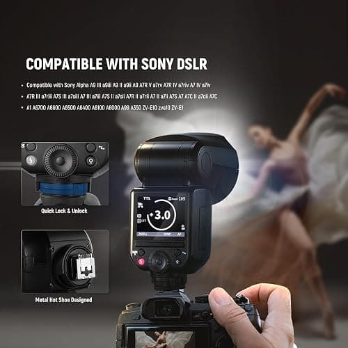 NEEWER Z2PRO-S 2.4G TTL Round Head Flash Speedlite Compatible with Sony, Wireless Compatible with Godox, 76Ws 1/8000s HSS, Upgraded UI, TTL/M TCM Switch, 7.2V/3000mAh Battery, 600 Full Power Flash thumbnail 7