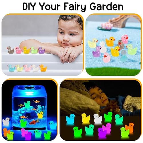 1000Pcs Luminous Mini Resin Duck Tiny Duck Figurine for Fairy Garden Landscape Aquarium Potted Plant Prank Game DIY Ornament Party to Hide, Miniature Dollhouse Accessories, Glow in The Dark, 10 Colors thumbnail 6