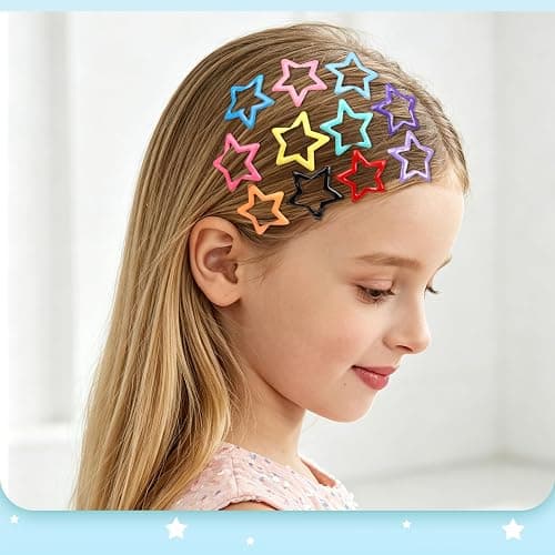 Teenitor 100pcs Star Hair Clips Y2k Hair Clips Hair Barrettes for Girls | 18 Colors Star Hair Clips 1.18" 2000s Hair Accessories Y2K Snap Hair Clips for Women Girls thumbnail 4