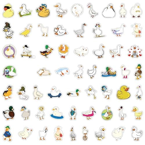 Cute Duck Stickers for Kids, Funny Animals Stickers for Boys Girls Teens Adults, 60PCS Cartoon Duck Vinyl Waterproof Stickers Bulk for Water Bottle Laptop Scrapbook Journal Phone Bike thumbnail 6