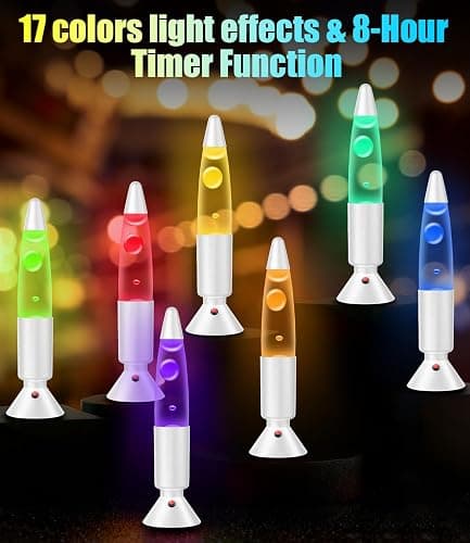 PHEJIE T90753-S-14-EU Lámpara líquida con cambio de color RGB de 36 cm con mando a distancia: luz ambiental con ciclo automático para dormitorios infantiles, decoración de escritorios de oficina thumbnail 3