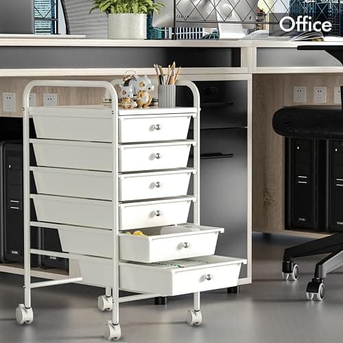 6-Drawer Rolling Storage Cart, Plastic Drawer Storage Organizer Rolling Cart, Multipurpos Utility Cart for Classroom Art Craft Supplies Dresser Closet Bathroom Bedroom Kitchen Office School thumbnail 2