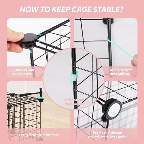 Guinea Pig Cages with Door and Top, 50x25x12inch Small Animal Cage, 20pcs Metal Grid Panels Small Animal Playpen, Expandable Cage for Guinea Pigs, Rabbits, Hamsters and Hedgehogs, Kitten thumbnail 3