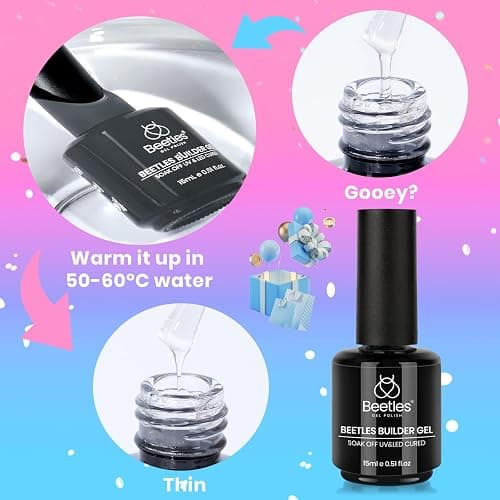 Beetles Clear Builder Gel for Nails, 8 in 1 Strengthening Nails Enhancement Building Apex for Beginners & DIY Salon Manicure, LED & UV Lamp Needed thumbnail 7