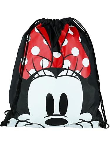 Disney Minnie Mouse Face Drawstring Tote Backpack, Black, One Size thumbnail 6