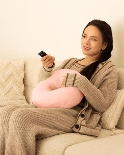 Viozon Tablet Stand Pillow, Compatible with 4.7"-13" Phone/Tablet, iPad, iPhone, Samsung, Google, Kindle, 360°Adjustable Phone Holder for Bed with Soft Plush Fabric, and Detachable Bowl, Pink thumbnail 8