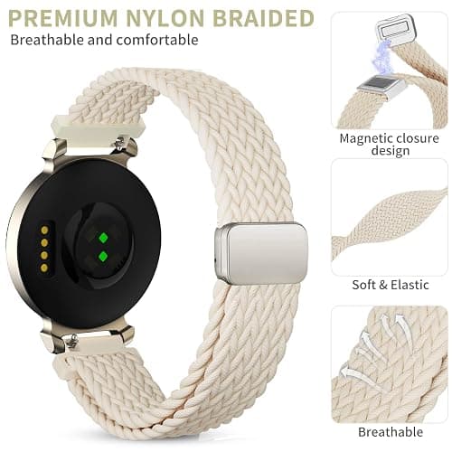 CUNUJIX Magnetic Braided Watch Bands Compatible with Garmin Lily 2/Lily 2 Classic/Active, Loop Stretchy Nylon Elastic Fabric Strap for Garmin Lily 2 Women thumbnail 3