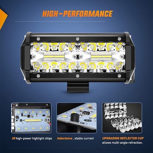Nilight ZH303 2PCS 6.5 Inch 120W Spot & Flood Combo Driving 16AWG Wiring Harness for Led Work Light Triple Rows Off-Road Truck Car ATV SUV, 2 Years Warranty, White thumbnail 5