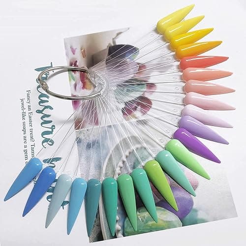 Nagelmuster 100 Stück Nagelmusterstifte Nagelfarbdisplay Nageldisplay Tipps Nail Art Tips Sticks mit Metallring für Nagelstudio und Anfänger (klar) thumbnail 4