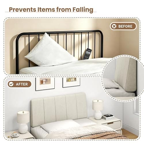 Liiwepo Twin Size Headboard Only-No Assembly Required, Beige | Easy to use no assembly required, Linen fabric and extra-thick foam for added comfort, Modern style headboard twin xl size thumbnail 5