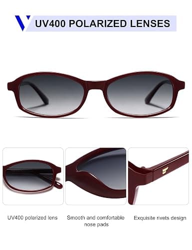 VANLINKER Retro Polarized Rectangle Sunglasses Womens Trendy 90s Small Square Sunnies Vintage Narrow Thin Frame VL9855 thumbnail 4
