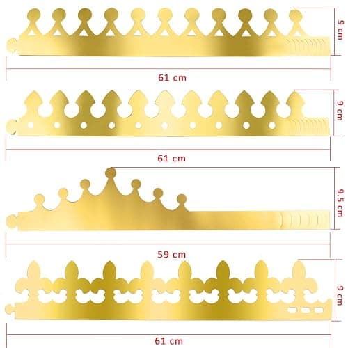 SIQUK 28 Pieces Paper Crowns Golden Party King Crown Paper Birthday Crown Hats Gold Crown for Adults thumbnail 3